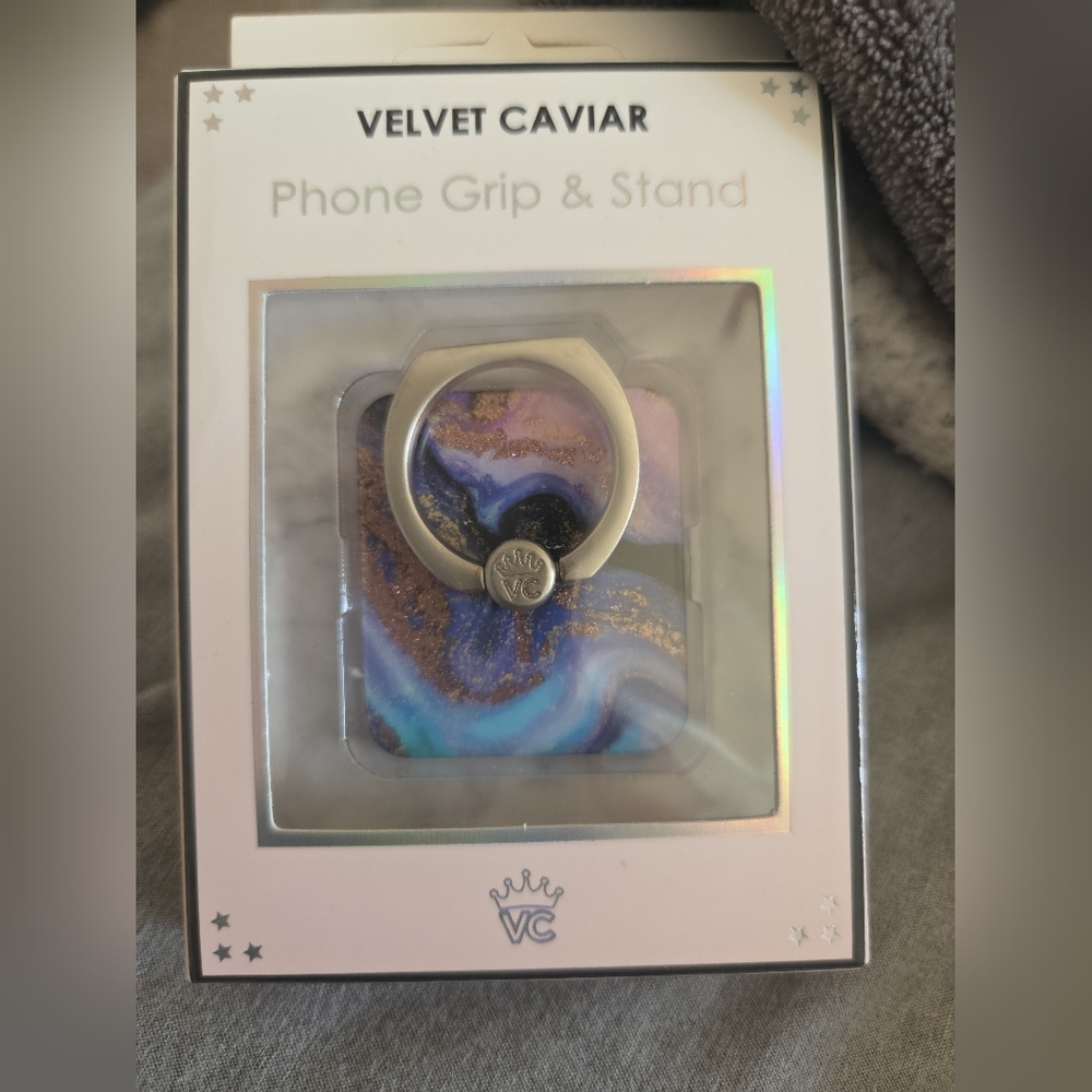 Velvet Caviar Blue and Gold Phone Grip & Stand